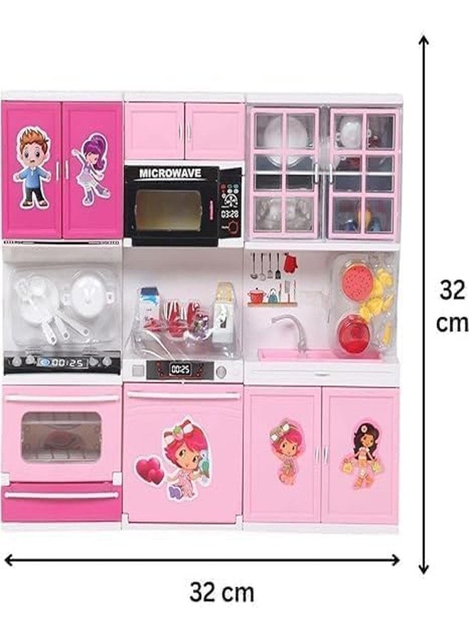Junona 3 Door Dream House Kitchen Play Set Toy with Realistic Cooking Action - Large Size Pretend Play Toy Set, Light & Sound Modular Kitchen with Openable Doors (Multicolour) - Image 2